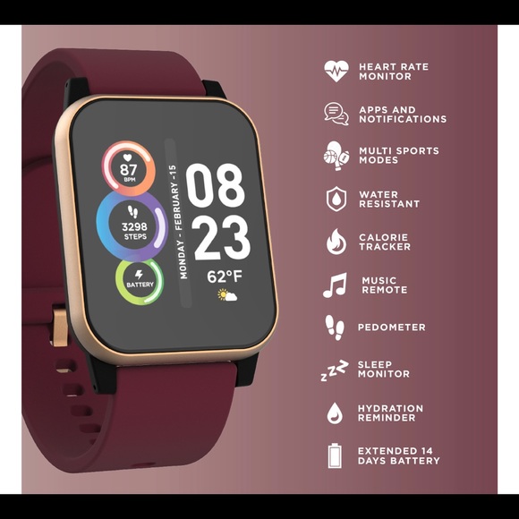 iTech Fusion 2 Unisex Burgundy Smart
Watch with Wireless Headphone - Picture 5 of 16